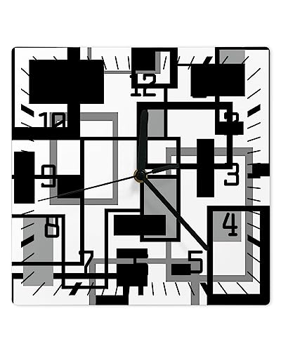 HERBED Wall Clock Wooden Wall Clocks Modern Art Geomrtry Black