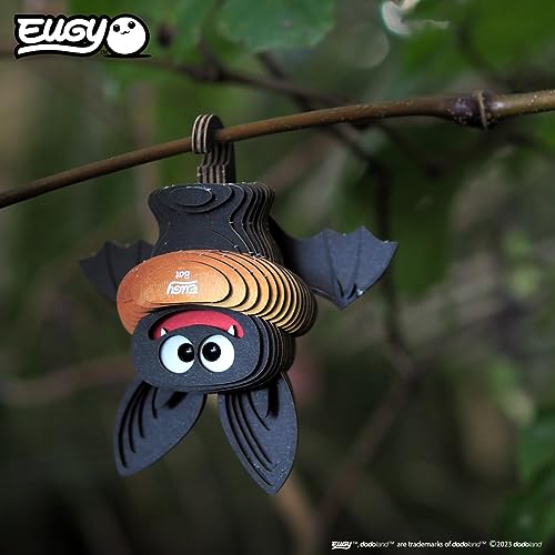 EUGY 650093 Fledermaus, 3D Tier-Puzzle für Kinder und Erwachsene zum Zusammenbauen, DIY Tierfigur, Bastelset ab 6 Jahren, Schwarz