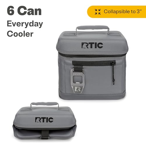 RTIC 6 Can Everyday Cooler, Soft Sided Portable Insulated Cooling for Lunch, Beach, Drink, Beverage, Travel, Camping, Picnic, for Men and Women, Smoke - Thumbnail 2