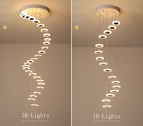 KBEST Lámpara Colgante LED Lámpara de araña Lámpara Decorativa Moderna para escaleras de Villa Sala de Estar Comedor Dormitorio Lámpara Interior,Warm White,28Lights Cover
