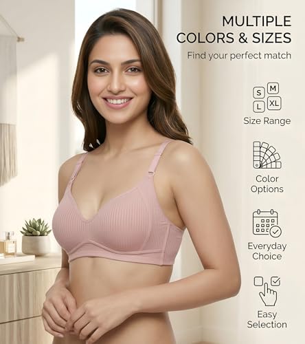 Image of DClub Womens Cotton Lightly Padded Everyday Bra, Wire Free, Comfortable with Seamed Cups,Adjustable Strap for Everyday Bra