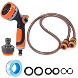 10m Garden Hose Set with Spray Gun, Hose Pipe with Quick Connect Connectors, Tap Adapter, Washers, Watering Hose Kit for Garden, Patio, Lawn and Car Washing