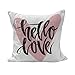 945 Housse De Coussin Vintage, Conception d'affiche avec Une Phrase Hello Love Over Heart Shape Illustration Art Taie D’Oreiller Mode Camping Housse d'oreiller 45X45Cm, Décoration De Maison