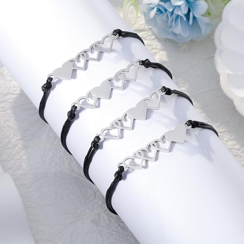 Image of Sunflower Jewellery Friendship Necklace for 3 4 Stainless Steel Heart-Shaped Necklace /Bracelet Three Hearts Composed of Friendship Necklace /Bracelet, Gifts for Friends