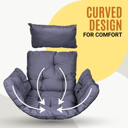 Image of SWINGZY Cushion for Hanging Basket Chair Swing /Outdoor Egg Swing Chair Soft Cushion /Jhula Seat Padded Pillow Cushion /Swing Chair Cushion with Polyester Cloth - (Grey)