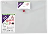 Snopake [100% Recycled] A4 Polyfile ID Popper Wallet with Press Stud Closure – Clear [Pack of 5] Ref: 12560
