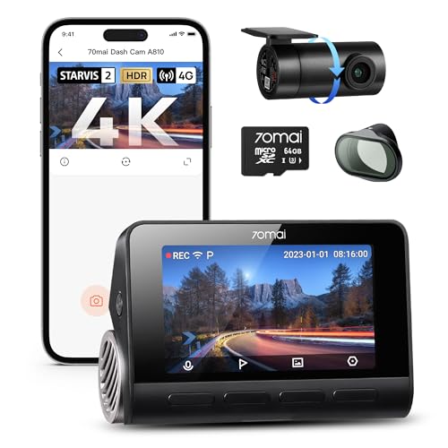 Amazon.co.jp: 70mai Dash Cam 4K A810 前後 64GB & CPL2 偏光