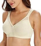 Lemorosy Full Coverage Non Padded Wireless Minimizer Bra Women's Plus Size Underwear Comfort and Double Support for Large Bust(Beige,40F)