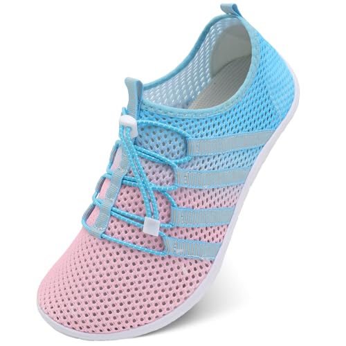 JIASUQI Womens Water Shoes Hiking Water Sandals for Outdoor Beach Pool Walking Shoes Pink Blue 8-9 Women