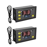 QIQIAZI W3230 Digitaler Temperaturregler 110V-220V AC, Temperaturschalter LED-Display Thermostat-Schalter mit NTC 10K-Sensor, Temperaturbereich -50℃ bis 110℃（2 Stück ）