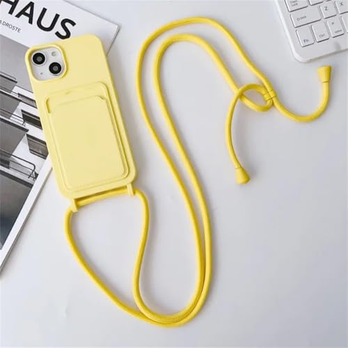 Cordon bandoulière iPhone 14 Pro Max étui silicone jaune antichoc