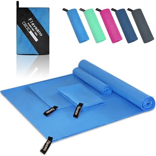 Flaveano Mikrofaser Handtuch Schnelltrocknend, Reisehandtuch 3er Set (180x90cm, 80x40cm, 50x30cm), Outdoor Handtuch, Badetuch, Handtücher, Sporthandtuch, Strandtuch Flaveano Mikrofaser Handtuch Schnelltrocknend, Reisehandtuch 3er Set (180x90cm, 80x40cm, 50x30cm), Outdoor Handtuch, Badetuch, Handtücher, Sporthandtuch, Strandtuch