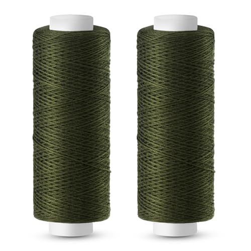 Easusy Army Green Thread, 2 Pcs 200 Yards All Purpose Strong Thread for Hand Sewing, Sewing Machine, Hand Stitching, Embroidery