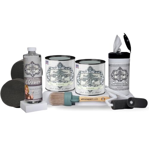 ALL-IN-ONE Paint by Heirloom Traditions, 2 Quart Cabinet Paint Bundle and Tool Kit - London (green gray)