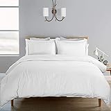 SORMAG 100% Washed Cotton Duvet Cover 3 Piece, Comforter Cover California King Size, Solid Color and Ultra Soft with Zipper Closure, Corner Ties, Simple Bedding Style, White