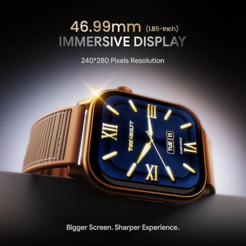 Image of Fire-Boltt Rise Force Smart Watch 1.85 inch Display, Nylon-Fluoroelastomer Hybrid Strap, Rotating Crown, Bluetooth Calling, Dual Button Control, Metal Body Smartwatch for Men and Women Soft Rose