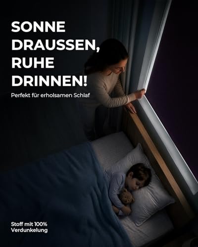 Victoria M. Tenebra Verdunkelungsrollo Klemmfix Rollo Fensterrollo, Sichtschutz, Verdunkelnd, Ohne Bohren inkl. Montagematerial… – Ansicht 2