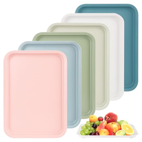 6 Pezzi vassoio plastica rettangolare, vassoio caffe 24.8 x 17.8 cm vassoio servizio rettangolare per snack cibo biscotti per la casa cucina sala (6 colori)