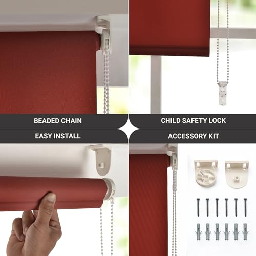 Image of Deco Window Semi-Blackout Roller Blinds for Windows 4Ft 1in x 7Ft (W x H) Light Filtering Roll-Up Shades Sun & UV Protection Privacy Window Blind for Bedroom, Living Room, Office -Dry Rose