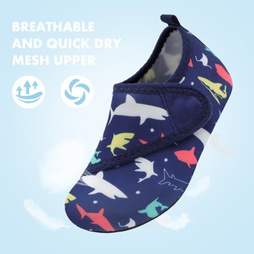 JOINFREE Girls and Boys Beach Water Shoes Kids Summer Walking Swimming Shoes BlueRedShark 1-2 Big Kid — view 2