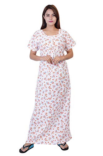 Image of Women's Cotton Block Print Knee Length Nighty