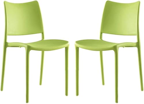 Miniatura 11 de Modway Hipster contemporáneo moderno moldeado plástico apilamiento dos sillas de comedor en naranja