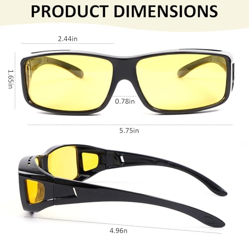 Night Vision Driving Glasses, Fits Over Glasses, Polarised Anti-Glare HD Night Vision Glasses4