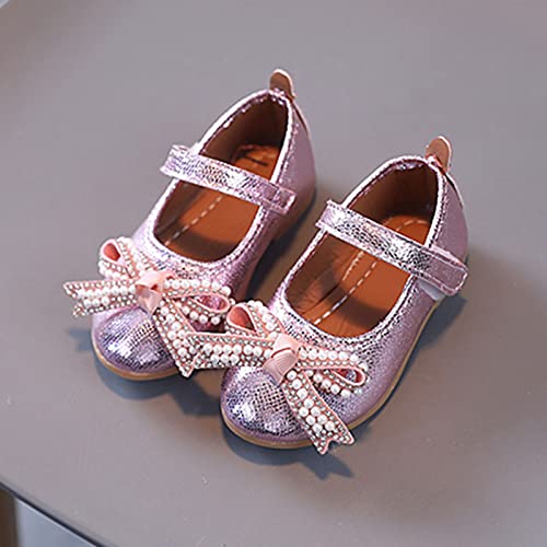 Summer And Autumn Fashion Girls Casual Shoes Solid Color Bow Pearls Strap Flat Lightweight Leather Boots for Toddlers2