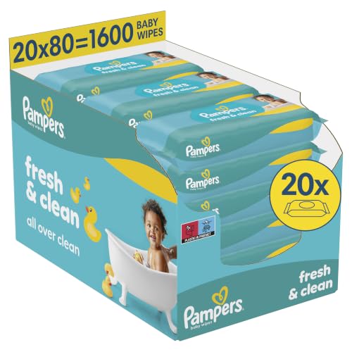 Pampers Fresh Clean Feuchttücher, 1600 Baby Feuchttücher