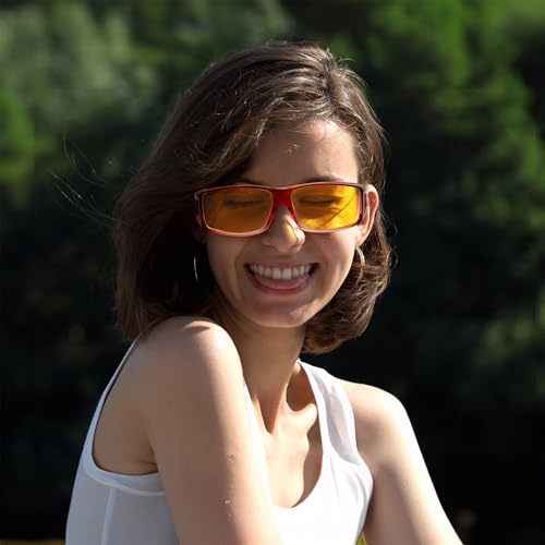 FEISEDY Night Driving Fit Over Glasses Sunglasses for Men Women,Polarized Wrap Around Yellow Sunglasses UV400 B2593