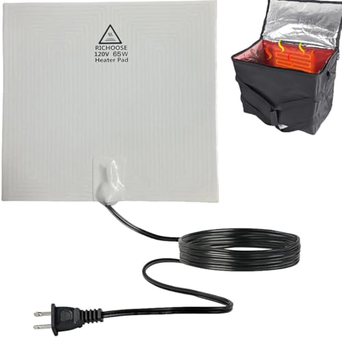 RICHOOSE Upgraded 120V 65W Electric Food Warming Plate, Portable Food Warmers for Pizza Delivery Bags, With 5.9ft Power Cable and US plug
