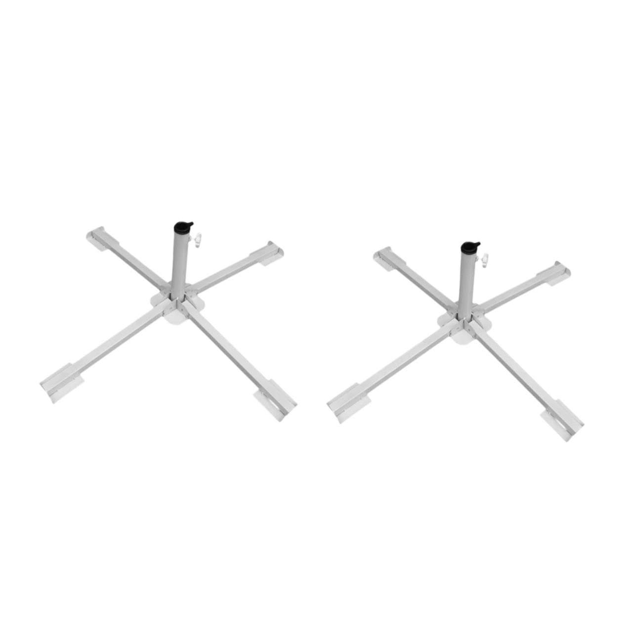 BESTonZON Lot De 2 Supports De Parasol pour Meubles De Jardin Parasol De Jardin Base De Parasol Base De Parasol Pieds De Parasol Grands Et Petits en Acier Blanc