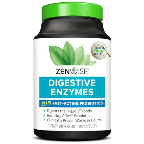 Zenwise Health Digestive Enzymes with Bromelain & Papaya - Multi Enzymes Digestion Supplement with Probiotics & Prebiotics for Gut Health, Gas & Bloating Relief - Men & Women - 100 Vegetarian Capsules