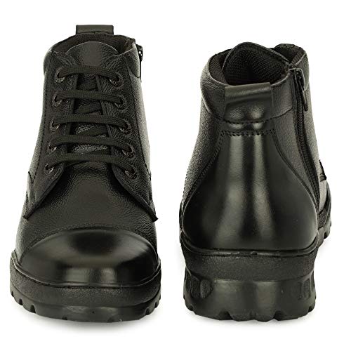 Image of Men's Side Zip Light Weight Black Ankle Leather Boots for Police, Commando NCC, Military, Army