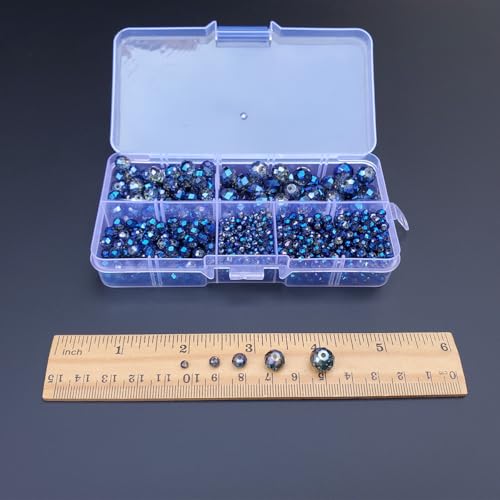 Image of Clear Blue Rondelle Glass Beads for Jewelry Making, Faceted Briolette Crytal Spacer Beads for Bracelet Necklace Earring (2mm 4mm 6mm 8mm 10mm Mixed Sizes, 1000pcs)