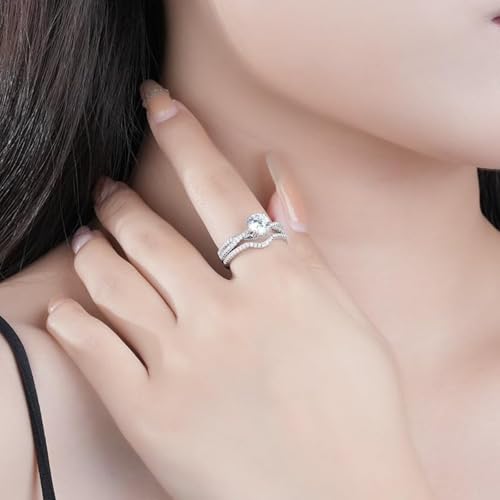 S925 Sterling Silver 1 Carat Diamond Engagement Ring | VVS1 Clarity D-color Womens Wedding Ring Sets| Ideal Stacking Rings for Women2