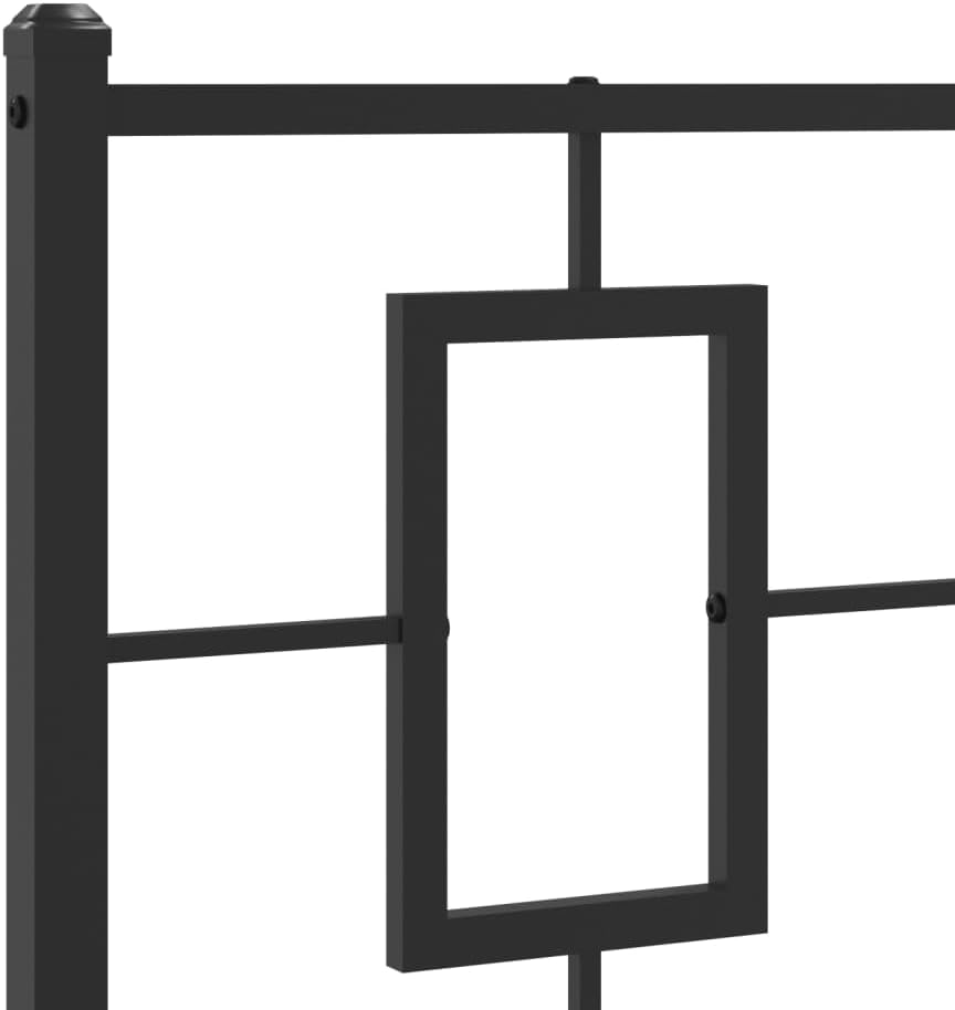 vidaXL Metal Bed Frame with Headboard, Single Bed Base Furniture, Bed Platform for Bedroom, Guest Bed, Modern Style, Black 39.4"x78.7"