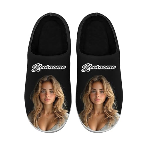 Customized Winter Slippers for Men Women Personalized Fur-Lined Personal Photo Gift Slipper Non-slip Indoor Bedroom Shoes