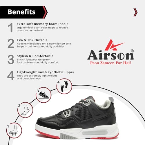 Image of AIRSON JR-4 Sneaker Shoes for Men | TPR Sole Lightweight & Comfortable | Sports Shoes| Running, Cycling, Gym |for Gents & Boys