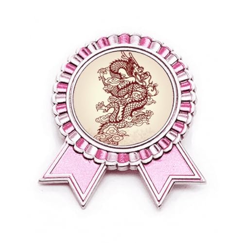 Broche dragon chinois en métal rose M, la médaille du gagnant idéale