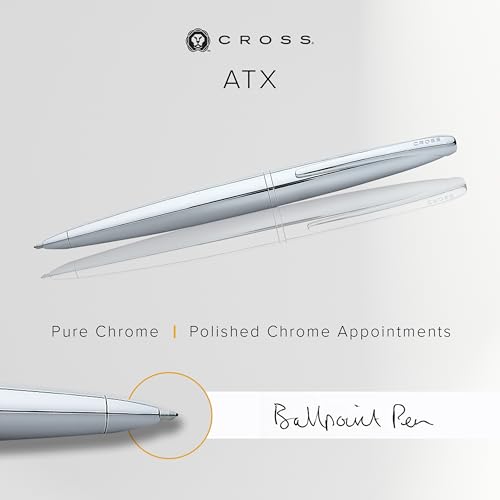 Image of Cross ATX Luxury Pure Chrome Ballpoint Pen with Modern Polished Finish - Medium Point, Smooth Ink, Presented in Premium Gift Box