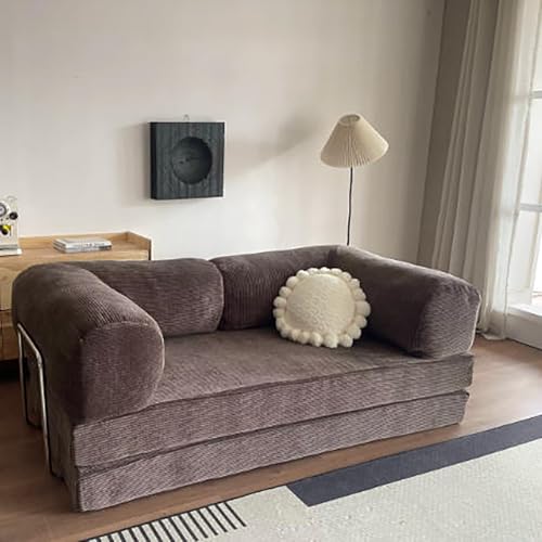 KIBONCY Sofá De Nube con Colchón Plegable De Pana,Sofá Cama Plegable Convertible,Sofá De Piso Plegable con Estructura De Forma Fija, For Sala De Estar Dormitorio(A,200 * 100 * 68CM)