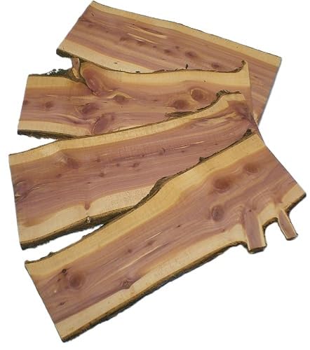 Red Aromatic Cedar Live Edge Slabs, 24 x 8-10 x 0.5 inches, Pack of 4