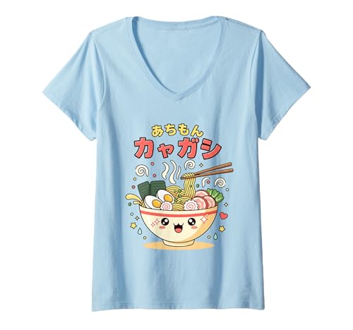 Women's Kawaii Ramen Bowl Men Women Kids Japanese Noodle Japan Anime V-Neck T-Shirt