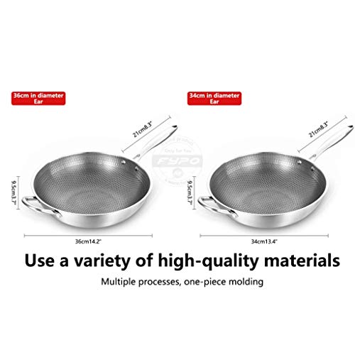 Wok de acero inoxidable sin recubrimiento antiadherente 34 cm miniatura 2
