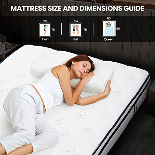 Devo Queen Mattress,12 Inch Medium Firm Feel Hybrid Mattress In A Box,Memory Foam & Individually Wrapped Pocket Coils Innerspring Hybrid Mattress With Motion Isolation And Pressure Relief, Certipur-Us #TOP7
