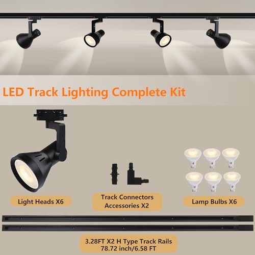 Yuemegou Y-HT-3-WIRE H Type 6 Lights Led Track Lighting Complete Kit Plug In thumb #3