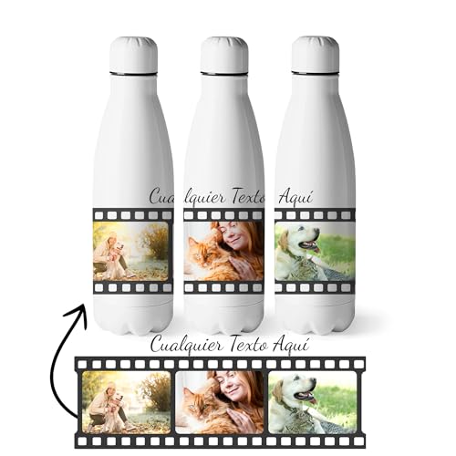 Botella Acero Inoxidable Personalizada con tu Foto, Regalo Personalizado Amigos Friends, Botella de Agua Deportiva, Libre BPA de 500ml (Modelo 2)