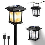 Gleazon ソーラーライト 屋外 ガーデンライト IP65防水 3つ知能モード（光＆人感センサー搭載）自動点灯【高辉度 電球色 3Way 埋め込み・壁掛け・吊り下げ 太陽光発電＆USB充電式両対応】ソーラーランタン 和風 1200mAh大容量電池 電気代0円 屋外ウォールランプ 庭先/表玄関/駐車場/花壇/ベランダ/キャンプ時も適用 防犯対応