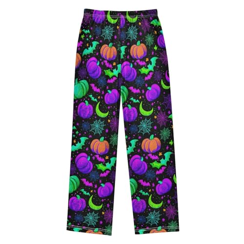 Halloween Pajama Pants Pumpkin Bat Moon Spider Web Long Sleep Pants Lounge Bottoms2